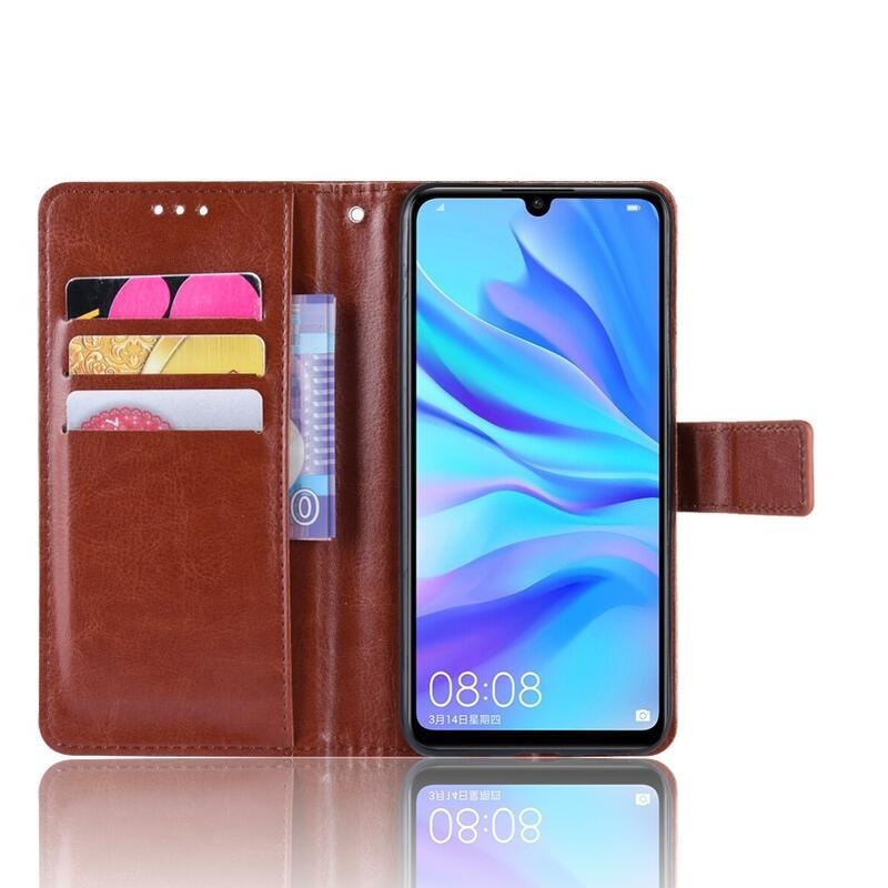 Őrült PU bőr pénztárca tok a Honor 20 Lite/Honor 20e számára - barna