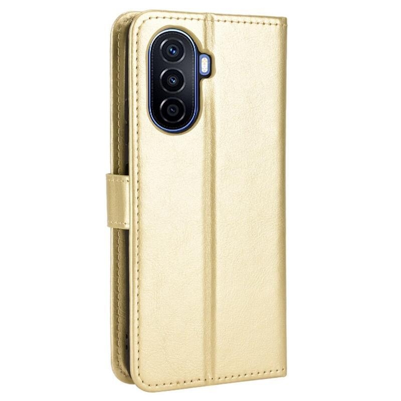 Őrült PU bőr pénztárca tok mobiltelefonhoz Huawei Nova Y70 - arany színű