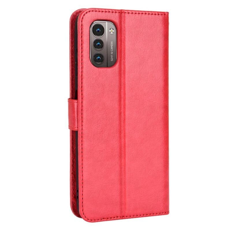 Őrült PU bőr pénztárca tok a Nokia G11/G21 készülékhez - piros színben