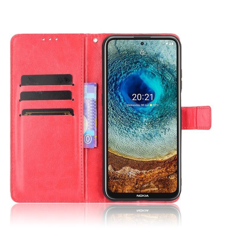 Őrült PU bőr pénztárca tok Nokia X10/X20 készülékhez - piros színben