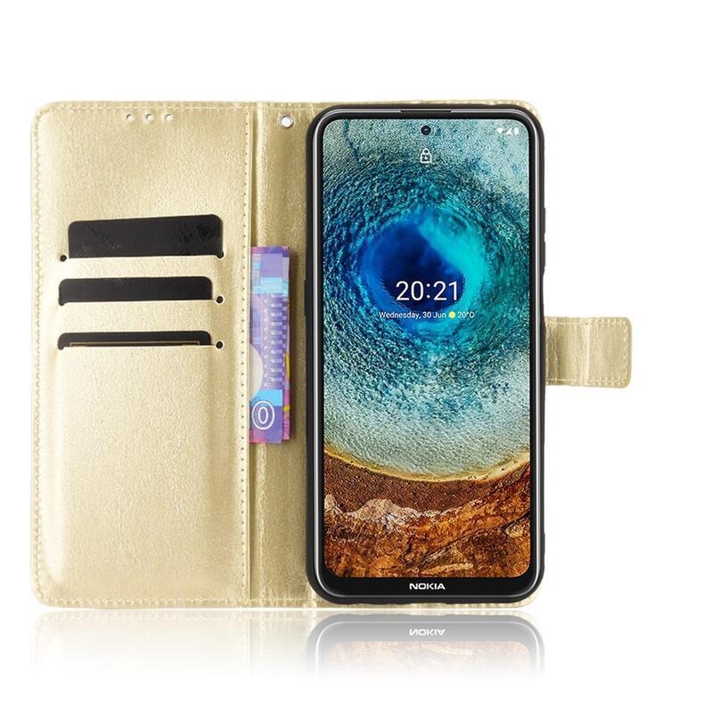 Őrült PU bőr pénztárca tok Nokia X10/X20 készülékhez - arany színben