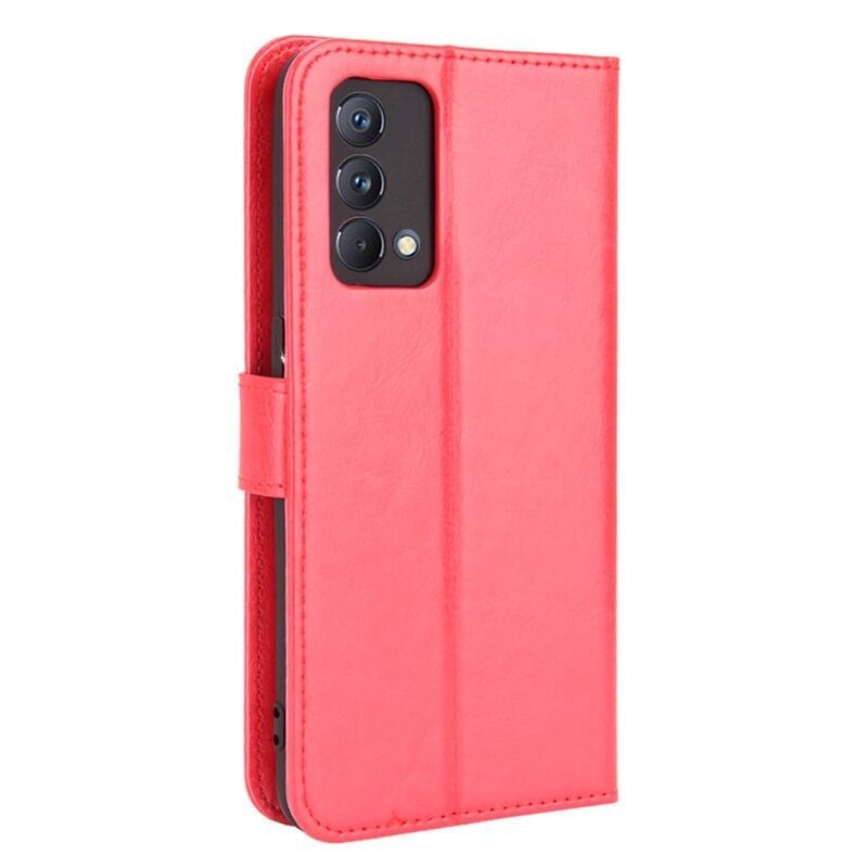 Őrült PU bőr pénztárca tok mobiltelefonhoz Realme GT Master - piros
