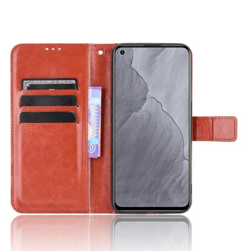 Őrült PU bőr pénztárca tok mobiltelefonhoz Realme GT Master - barna