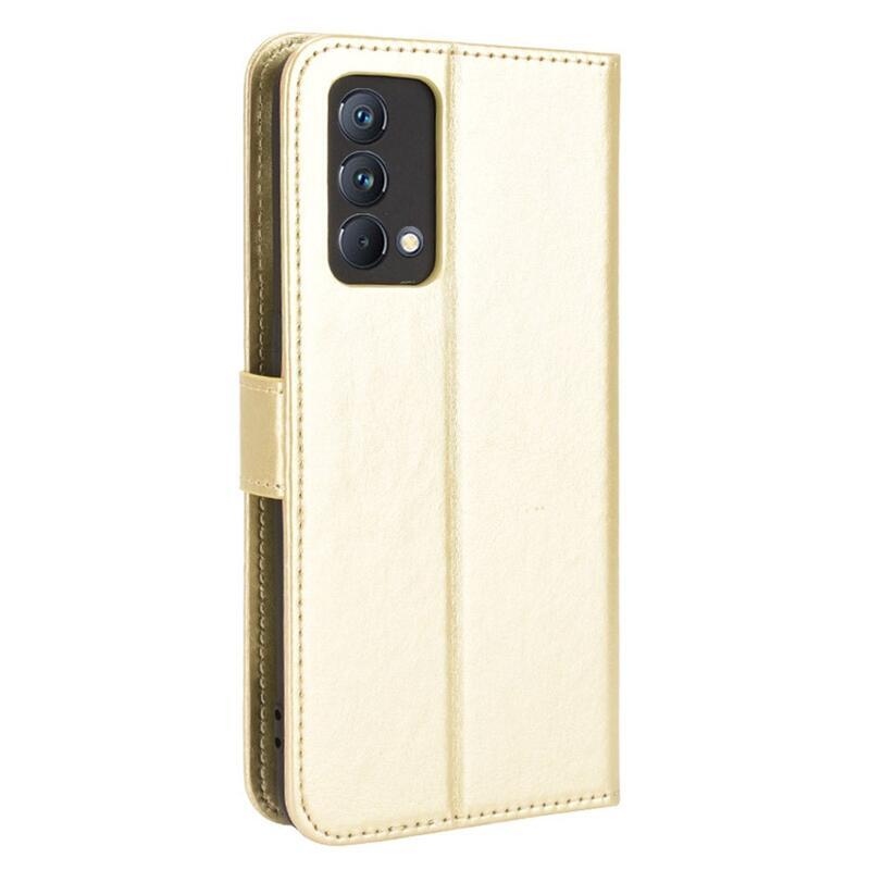 Őrült PU bőr pénztárca tok mobiltelefonhoz Realme GT Master - arany színben
