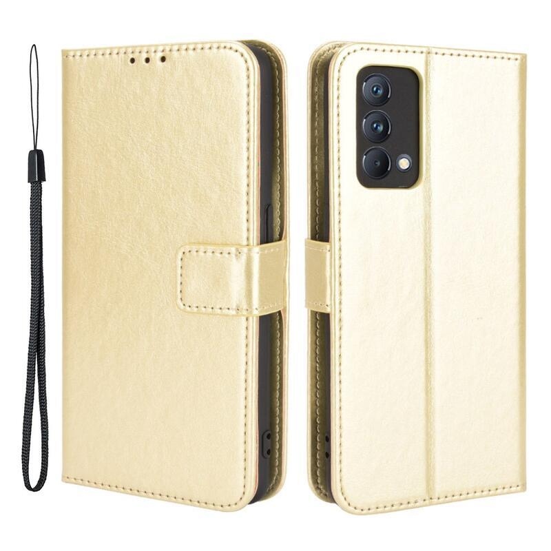 Őrült PU bőr pénztárca tok mobiltelefonhoz Realme GT Master - arany színben