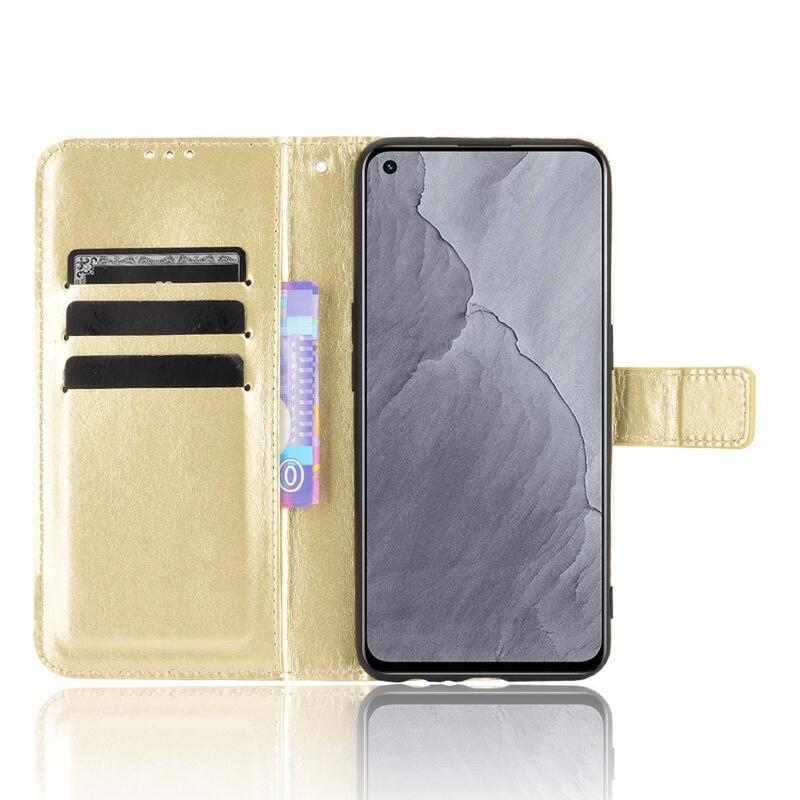 Őrült PU bőr pénztárca tok mobiltelefonhoz Realme GT Master - arany színben