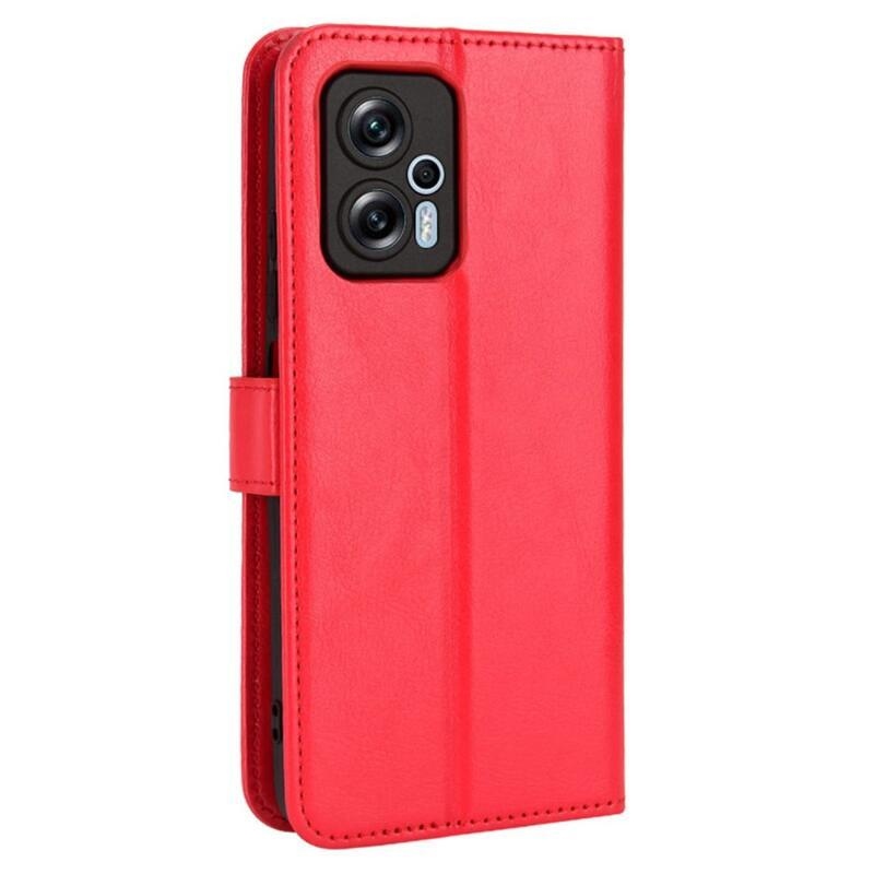 Őrült PU bőr pénztárca tok Xiaomi Poco X4 GT 5G - piros