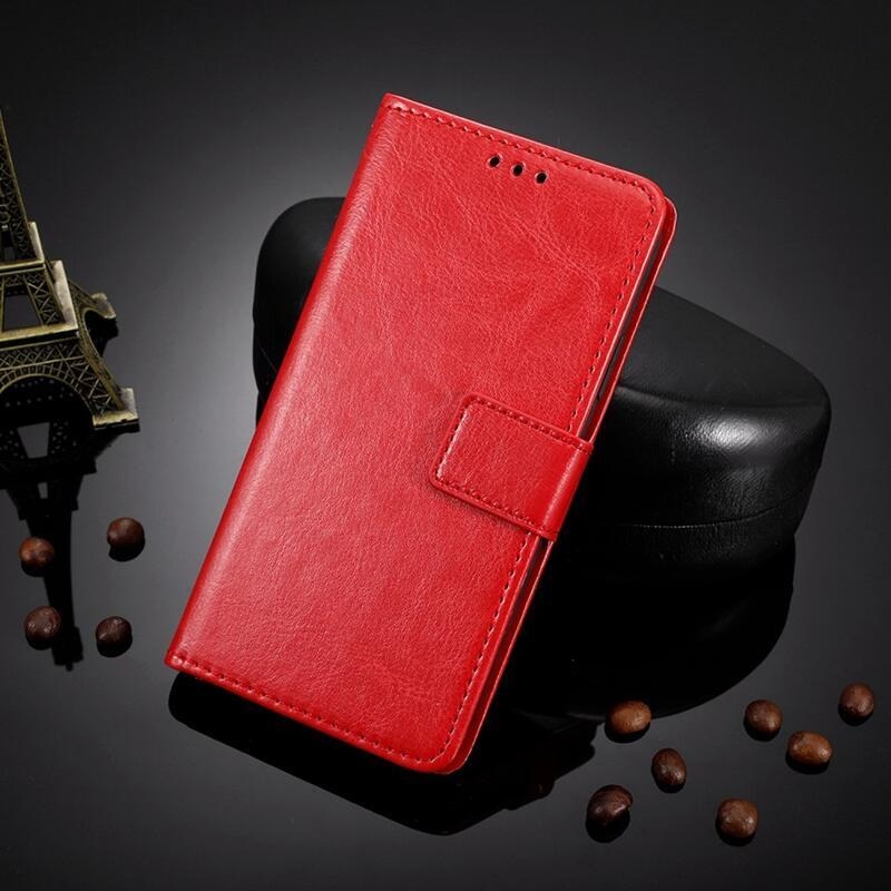 Őrült PU bőr pénztárca tok Xiaomi Poco X4 GT 5G - piros