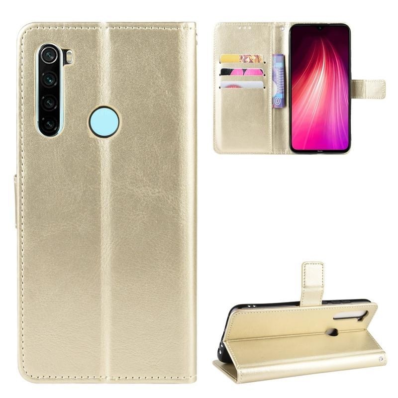 Őrült PU bőr pénztárca tok Xiaomi Redmi Note 8-hoz - arany színben