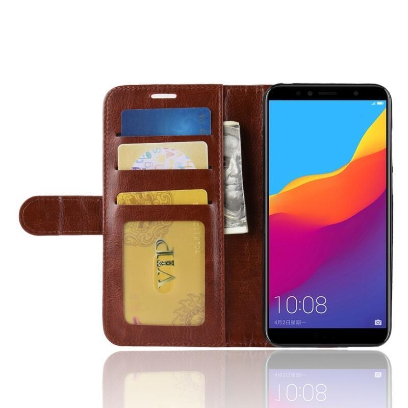 Őrült PU bőr pénztárca tok a Honor 7A-hoz - barna
