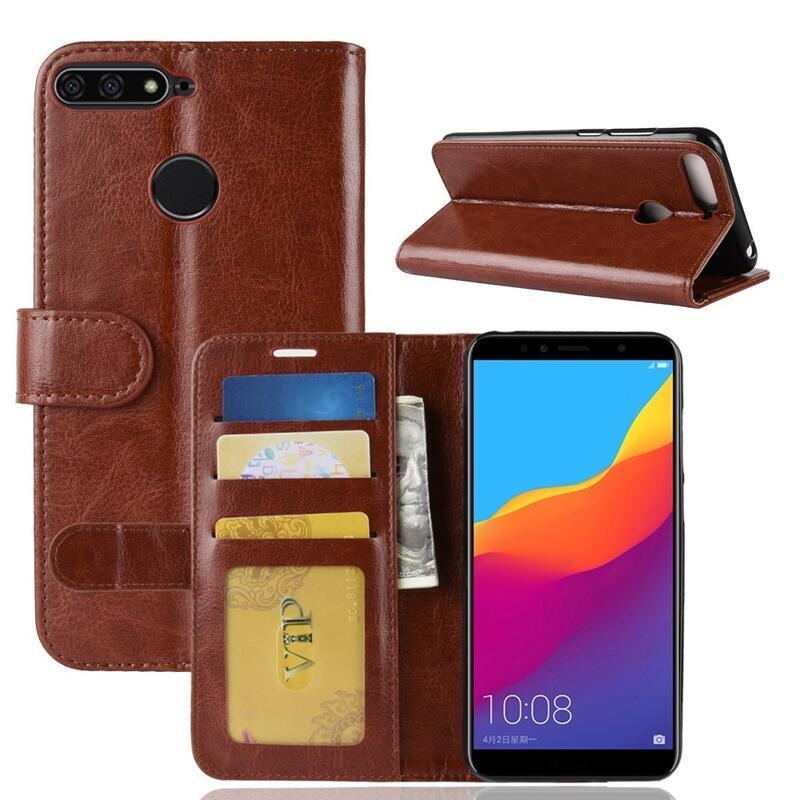Őrült PU bőr pénztárca tok a Honor 7A-hoz - barna