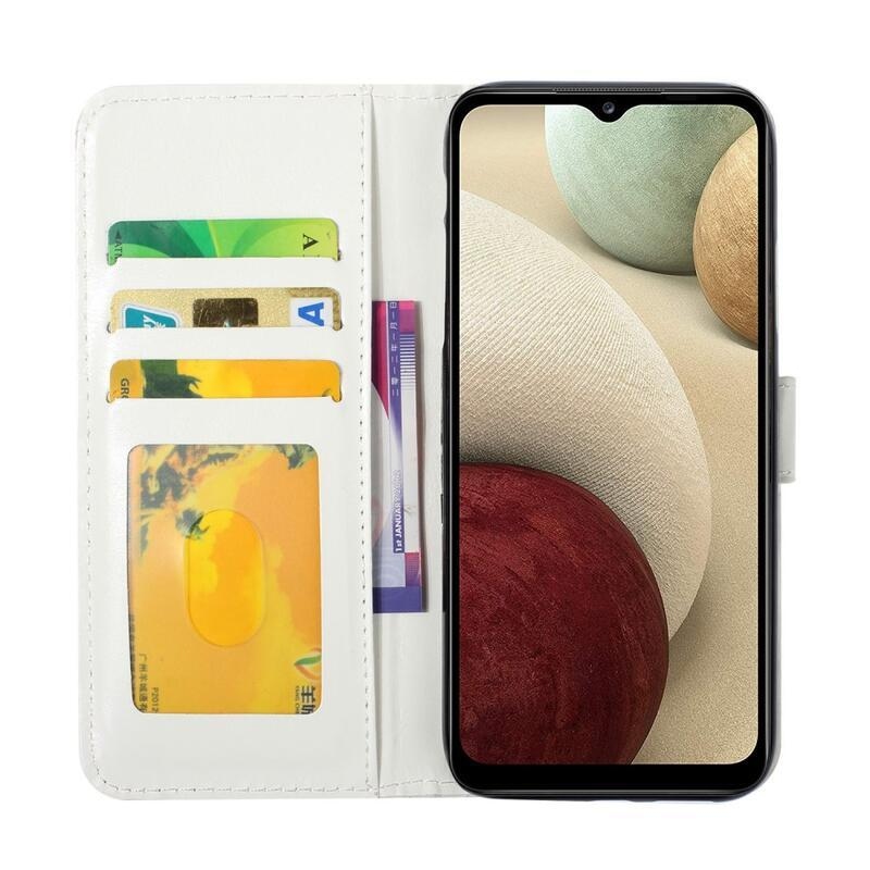 Kreatív pénztárca tok Samsung Galaxy A22 4G készülékhez - háromszínű minta