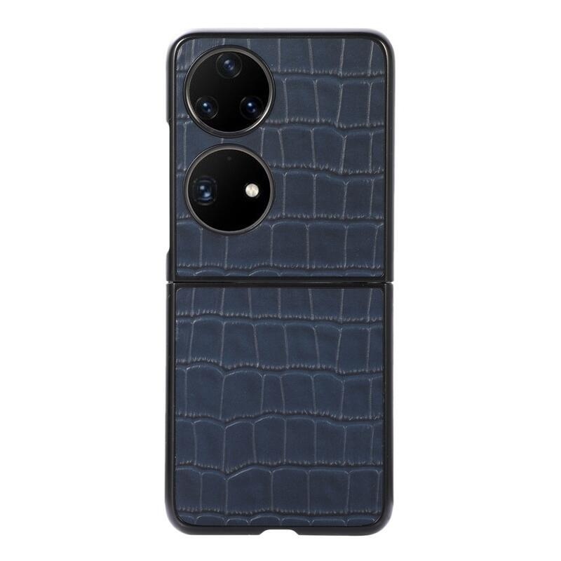 Kroko műanyag borítás műbőrrel borítva a Huawei P50 Pocket mobiltelefonra - kék