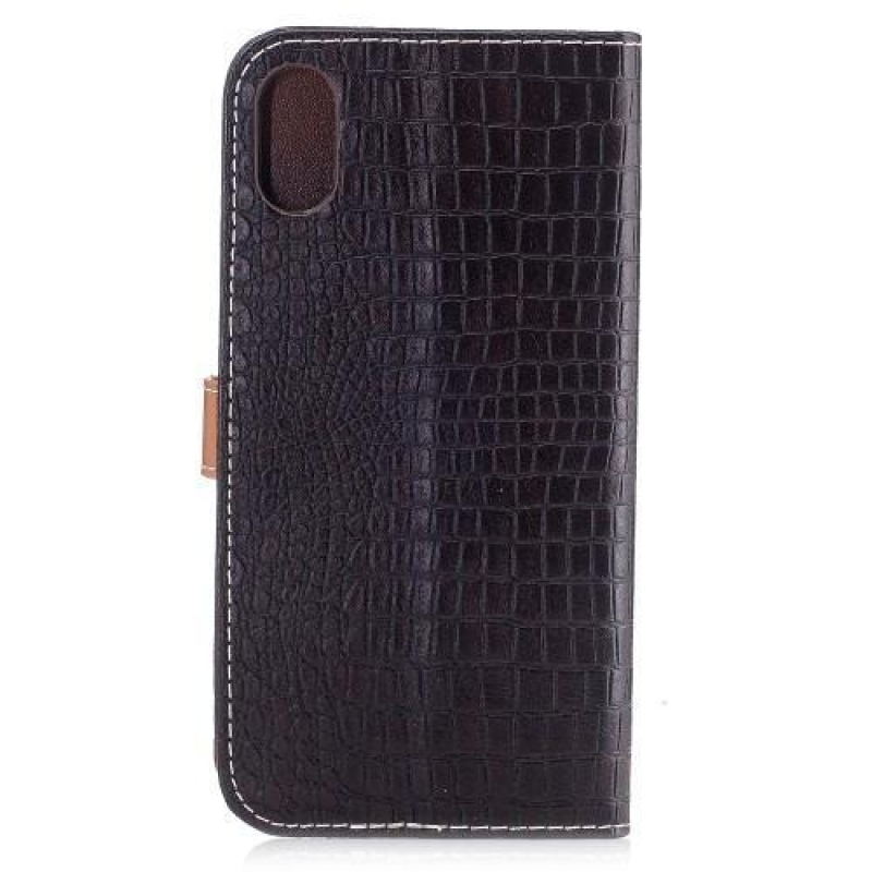 Krokó PU bőr tok iPhone X készülékhez - barna