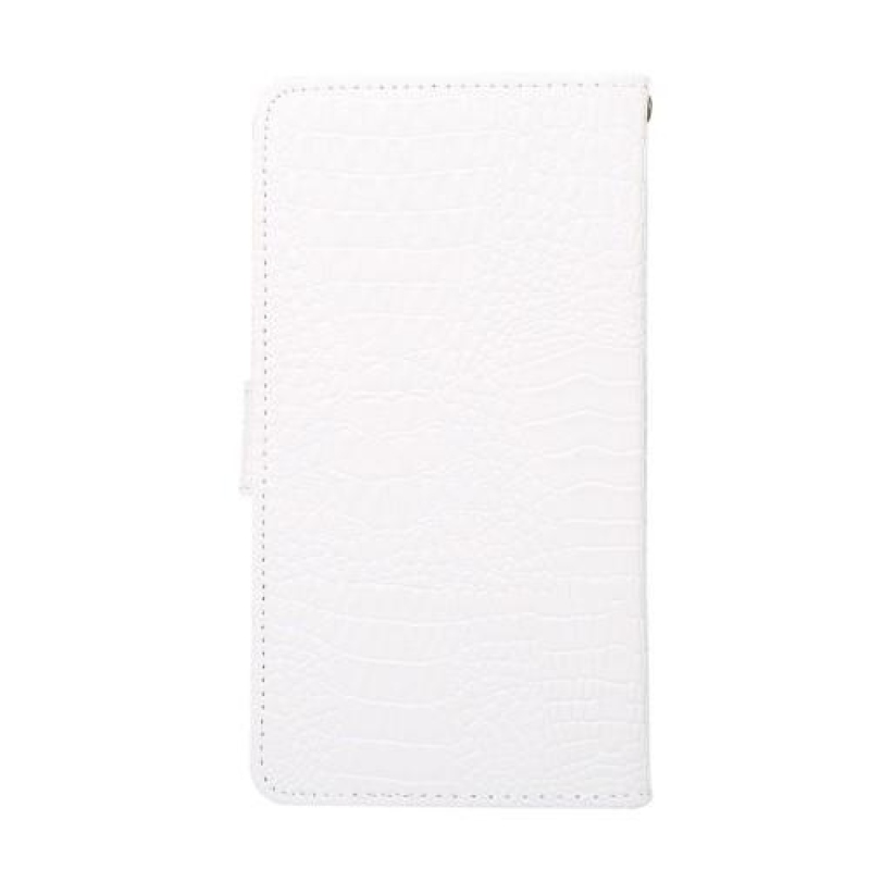 Kroko PU bőr univerzális mobiltelefon tok 15,7 x 8 x1,8 cm-ig - fehér