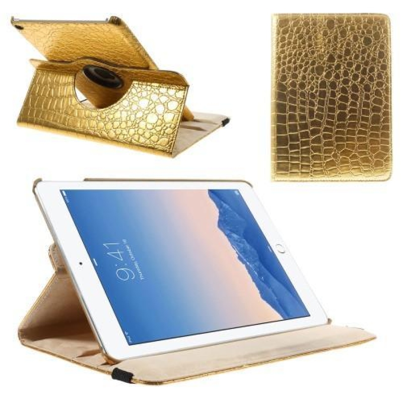 Krokó textúrájú iPad Air 2 tok - arany
