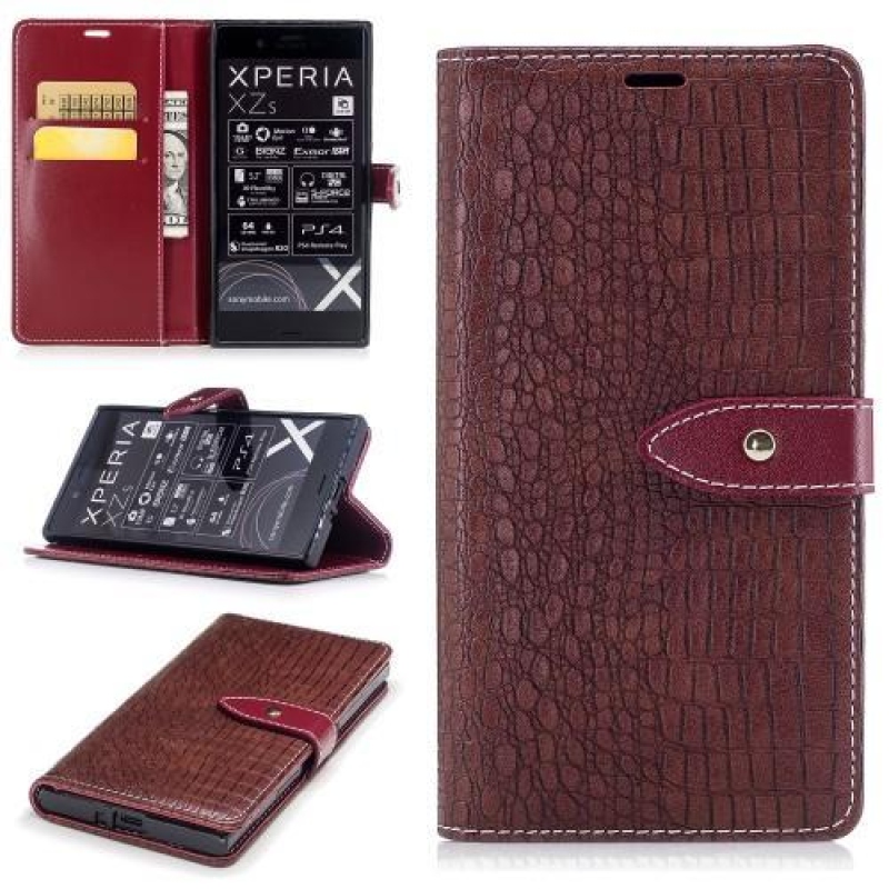 CrocoStyle PU bőr tok Sony Xperia XZ készülékhez - bordó színű