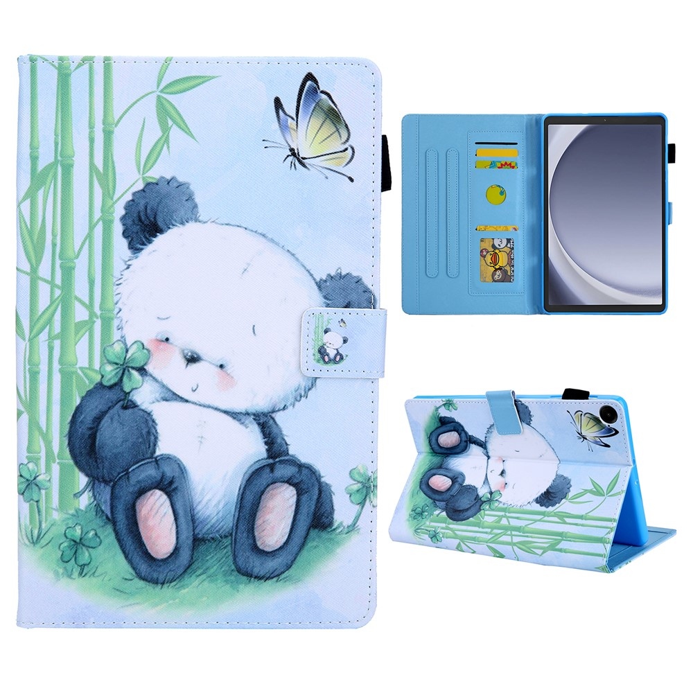 Kereszt alakú, intelligens záró tok Samsung Galaxy Tab A11/Tab A9 készülékhez - panda