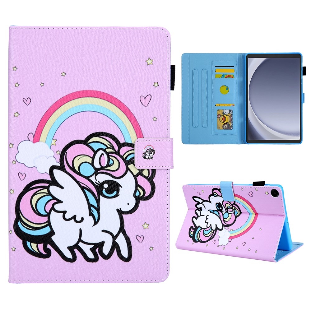 Kereszt okos tok Samsung Galaxy Tab A11/Tab A9 - póni és szivárványos