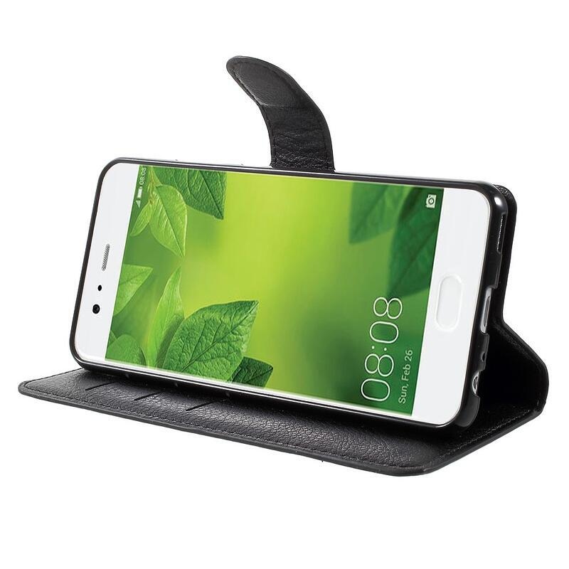 Kereszt PU bőr tok Huawei P10-hez - fekete