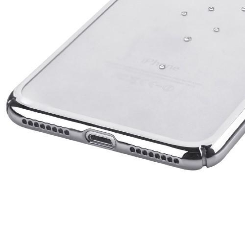 Swarovski kristályokkal díszített műanyag tok iPhone 8 Plus és 7 Plus készülékhez - ezüst színű