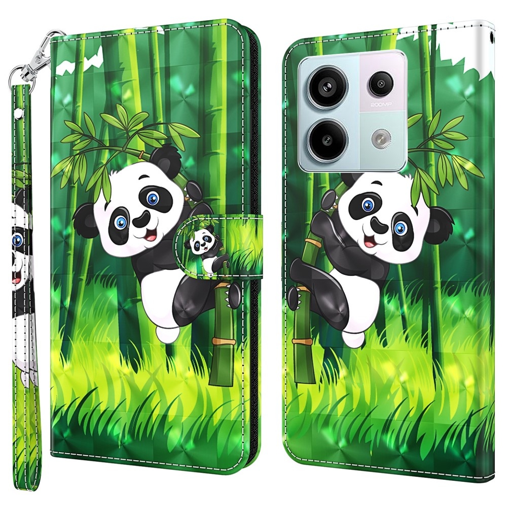 Nyomtatott könyv tok Xiaomi Redmi Note 13 Pro 5G/Poco X6 5G - panda a bambuszon - a Xiaomi Redmi Note 13 Pro 5G/Poco X6 5G számára