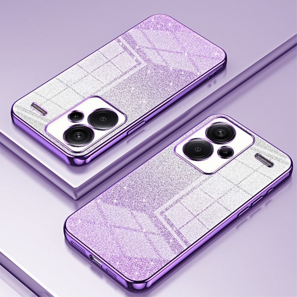 Vágott zselés csillogó tok a Xiaomi Redmi Note 13 Pro+ 5G számára - lila