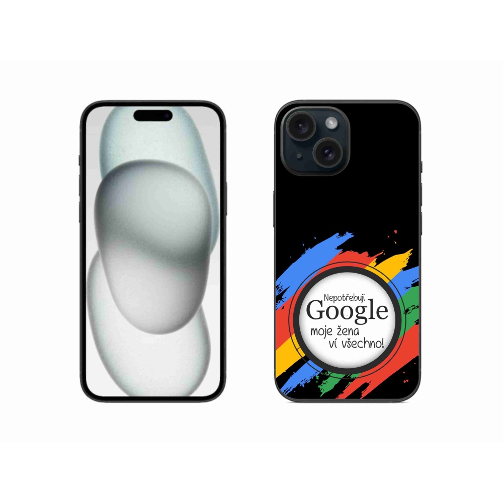 Gél borító mmCase iPhone 15-hez - a nő mindent tud fekete háttérrel