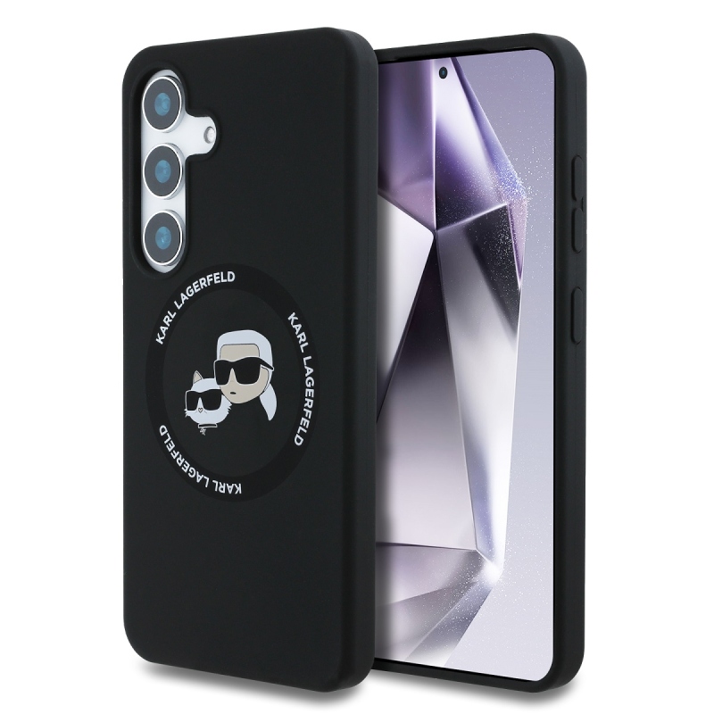 Karl Lagerfeld Liquid Silicone K&CH Heads MagSafe hátlap Samsung Galaxy S25 fekete