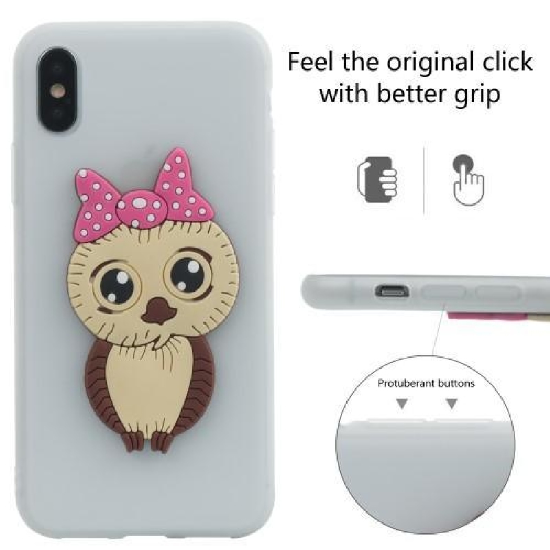 Aranyos 3D szilikon tok iPhone X készülékhez - fehér