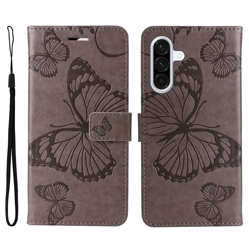 Nagy pillangó könyv tok Samsung Galaxy A36 5G - szürke