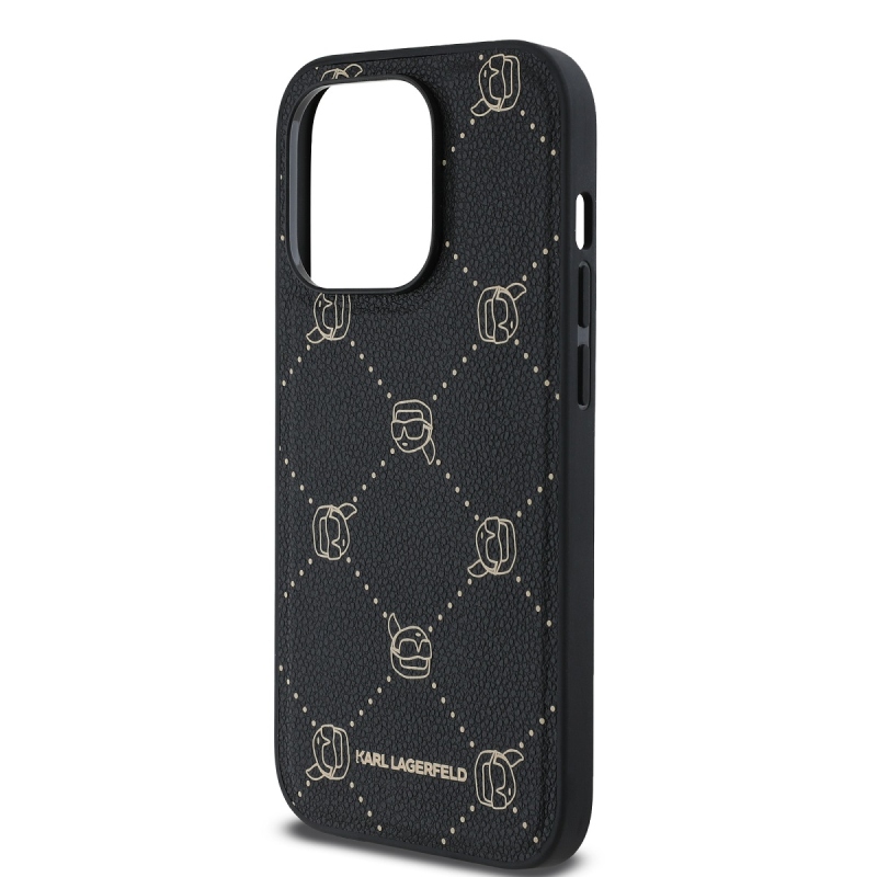 Karl Lagerfeld PU Karl Heads mintás Magsafe hátlap iPhone 14 Pro Max-hoz Fekete fekete