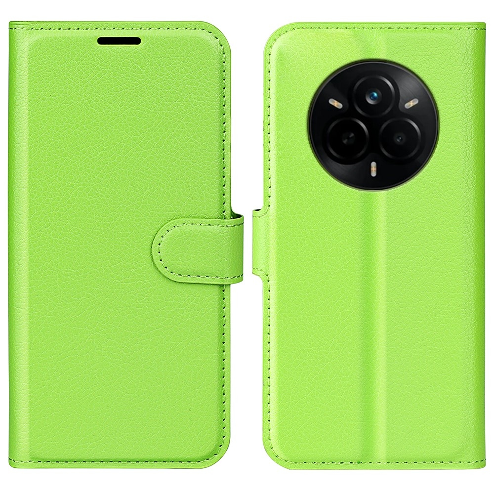 Litchi könyvtáska a Realme 14 Pro 5G készülékhez - zöld
