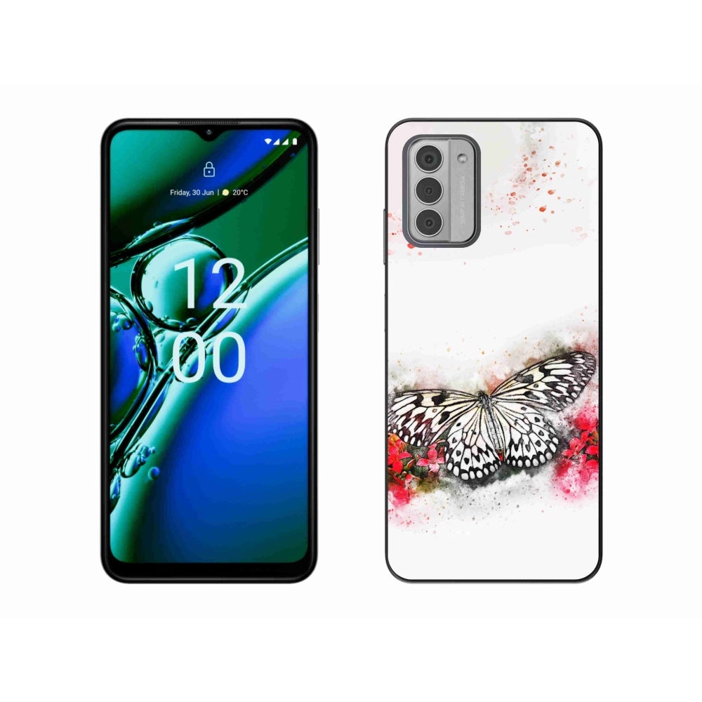 Zselés borítás mmCase a Nokia G42 készülékhez - fekete-fehér pillangó