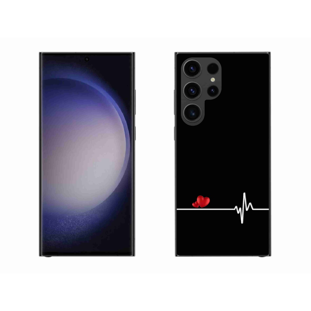 Gél borító mmCase Samsung Galaxy S23 Ultra 5G - szív és szívverés fekete háttérrel