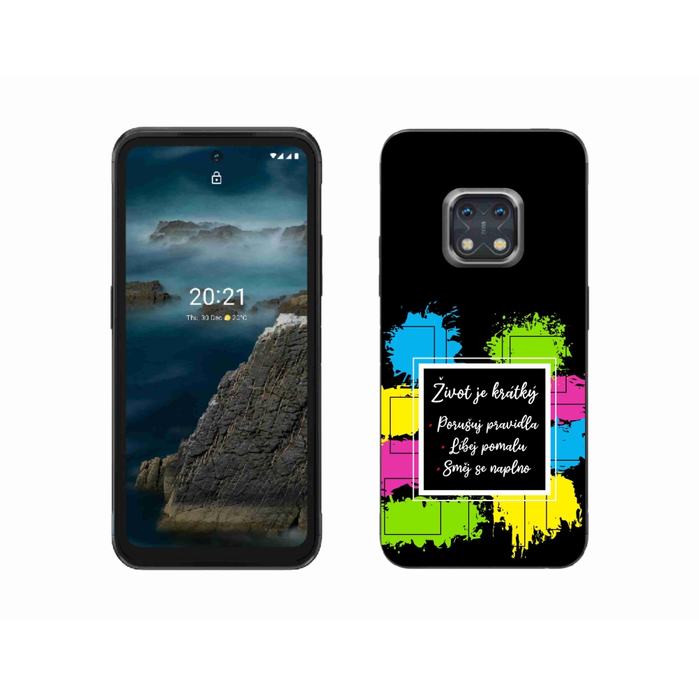 Zselés borítás mmCase a Nokia XR20 készülékhez - idézet 5 fekete háttér