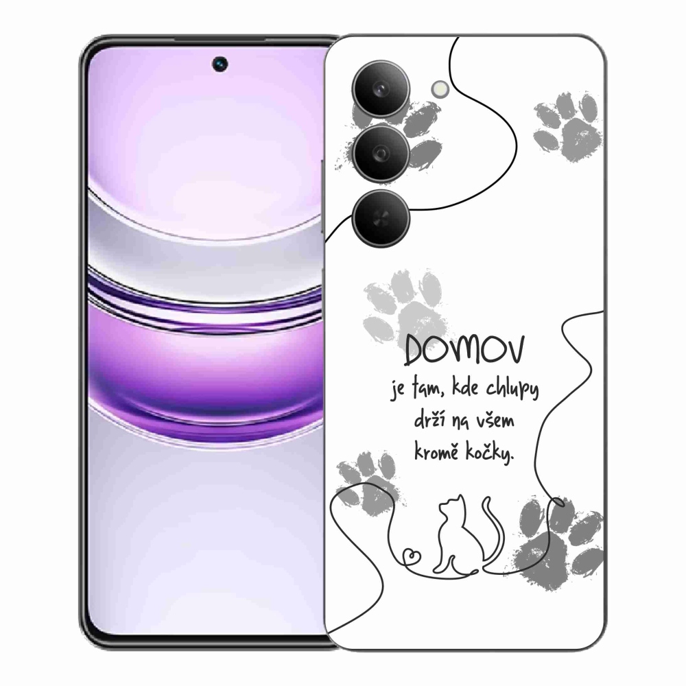 Gél borító mmCase a Realme 14x 5G készülékhez - macska motívum fehér háttérrel