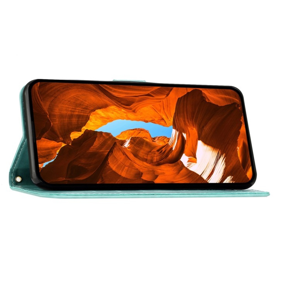 Virágok könyvtáska iPhone 17 Pro Max készülékhez - teal színű