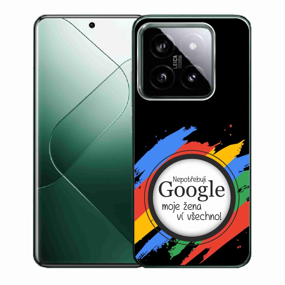 Gél borító mmCase a Xiaomi 14 - nő mindent tud fekete háttérrel