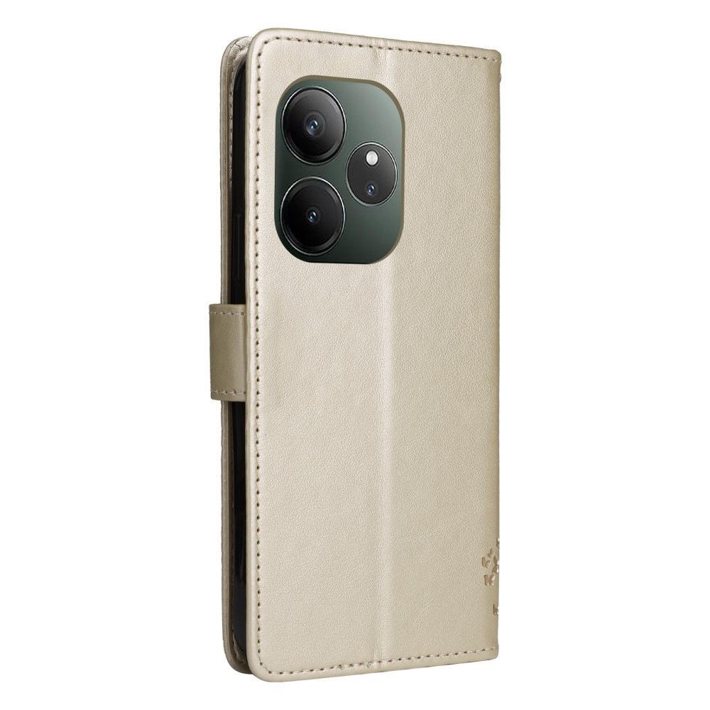 Fa könyvtáska a Realme GT 6 5G/GT 6T 5G számára - arany színben