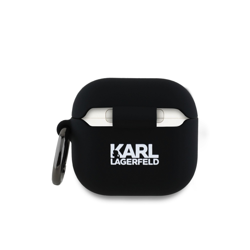 Karl Lagerfeld 3D Logo NFT Karl és Choupette szilikon tok az AirPods 4 készülékhez Fekete