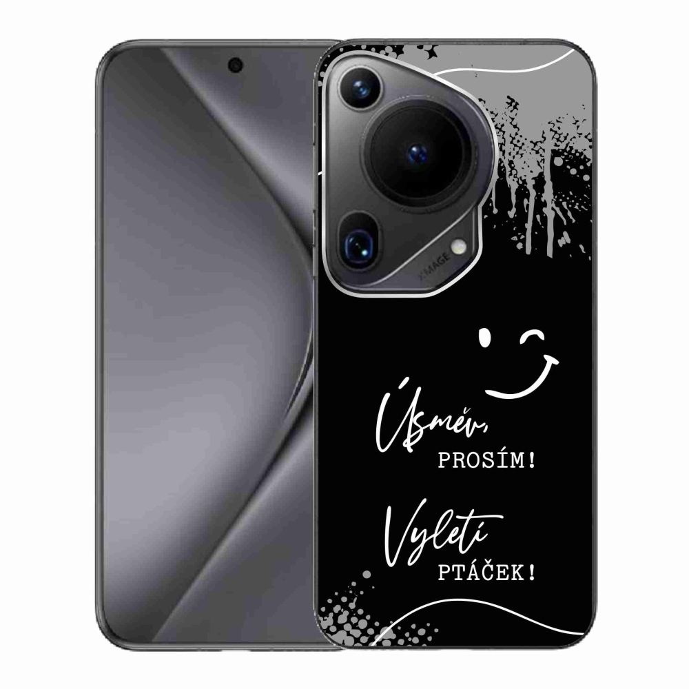 Gél borító mmCase a Huawei Pura 70 Ultra készülékhez - vicces szöveg 4 fekete háttérrel