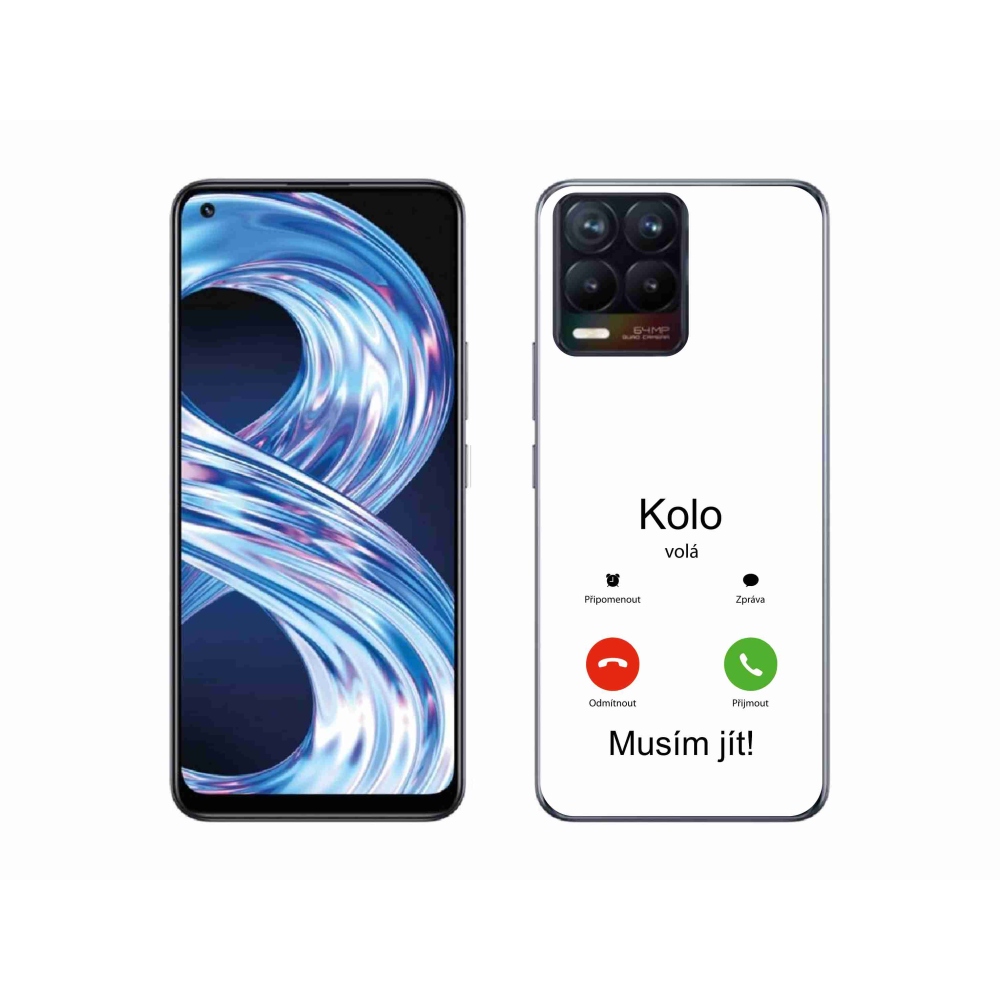 Gél borítás mmCase a Realme 8 4G-n - kerek hívások fehér háttérrel