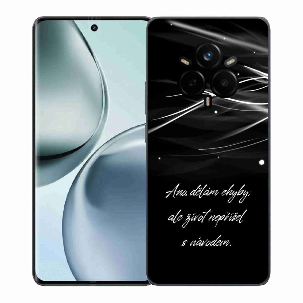 Gél borítás mmCase a Realme 14 Pro 5G-n - idézet fekete háttérrel