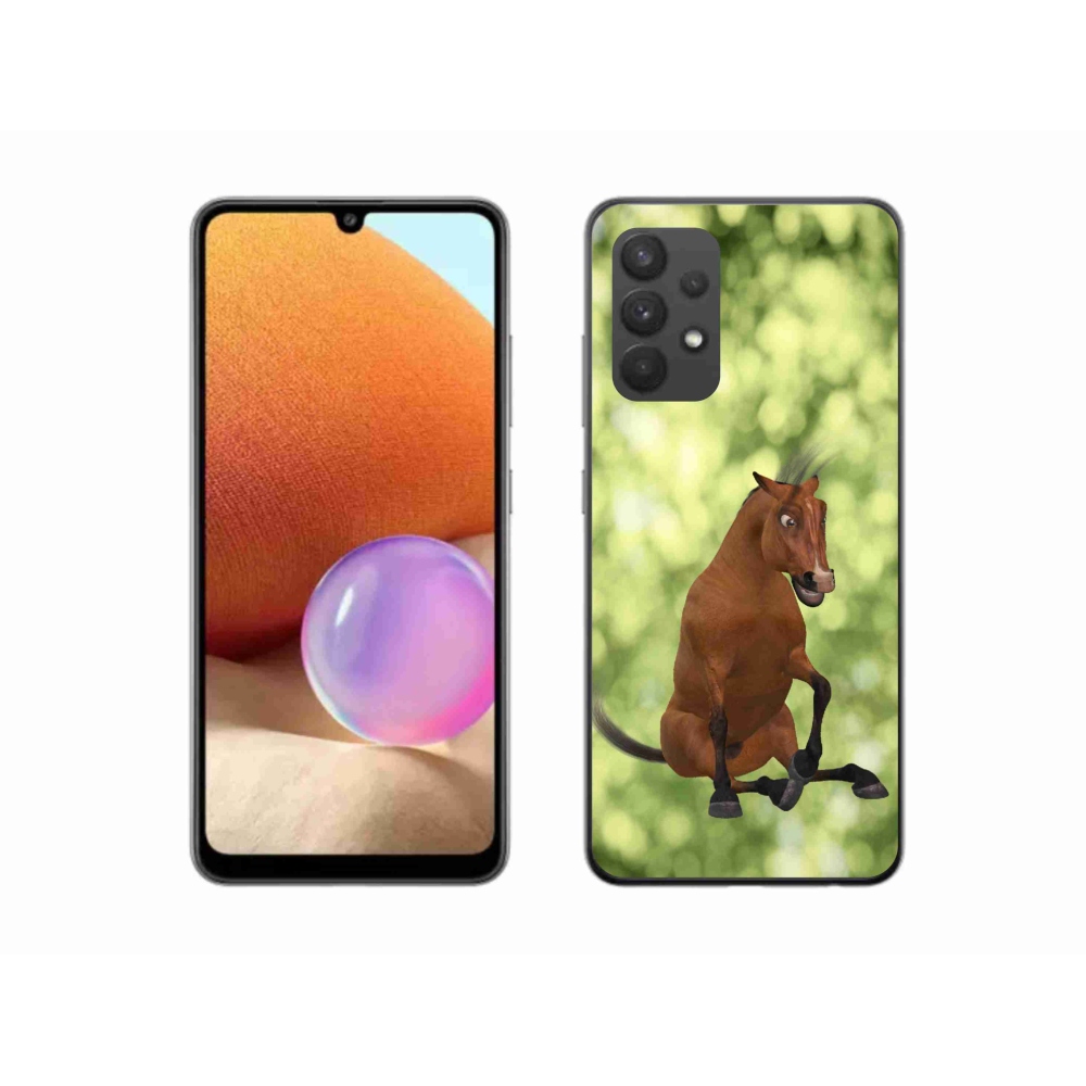 Zselés borítás mmCase Samsung Galaxy A32 4G - barna rajzfilm ló 1