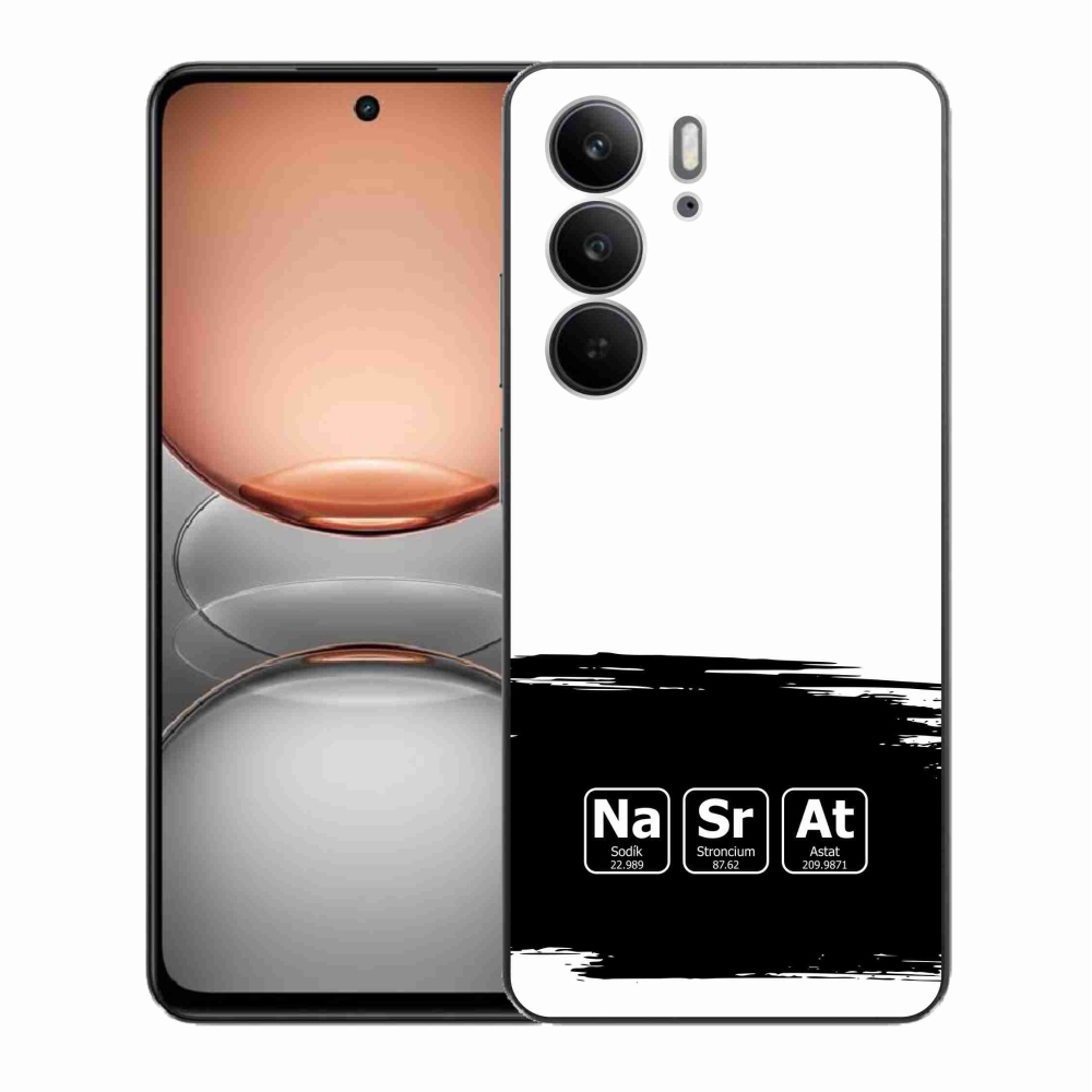 Gél borító mmCase a Realme C75 készülékre - kémiai elemek fekete és fehér háttérrel