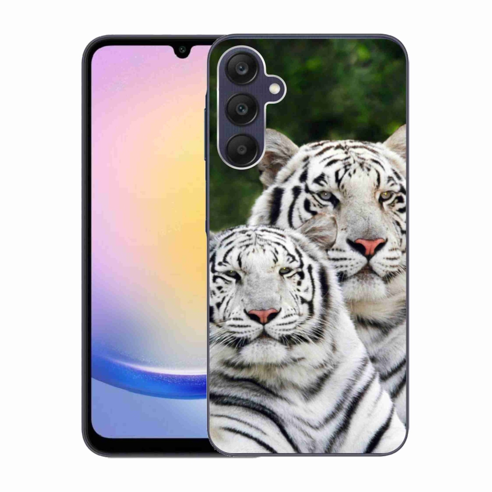 Gél tok mmCase a Samsung Galaxy A25 5G készülékhez - fehér tigrisek