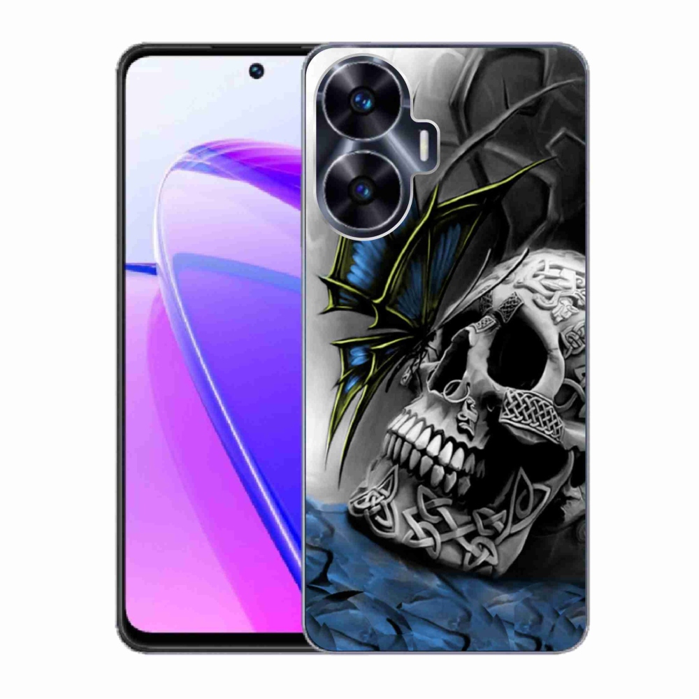 Zselés borítás mmCase a Realme C55 készülékhez - pillangó és koponya