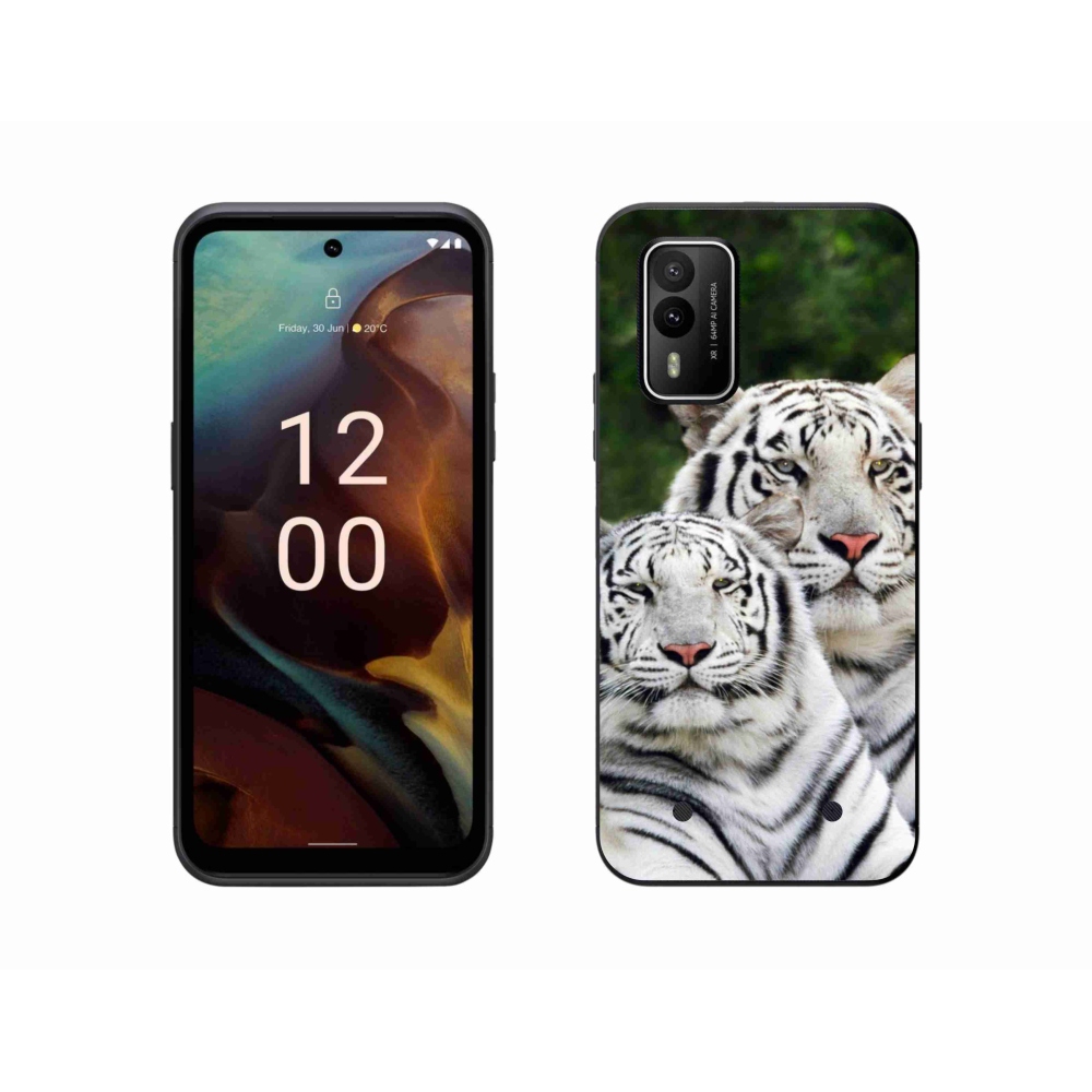 Gél tok mmCase a Nokia XR21 készülékhez - fehér tigrisek