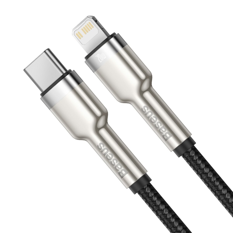 Baseus Cafule Metal sorozatú adatkábel USB-C - világítás 20W 1m fekete